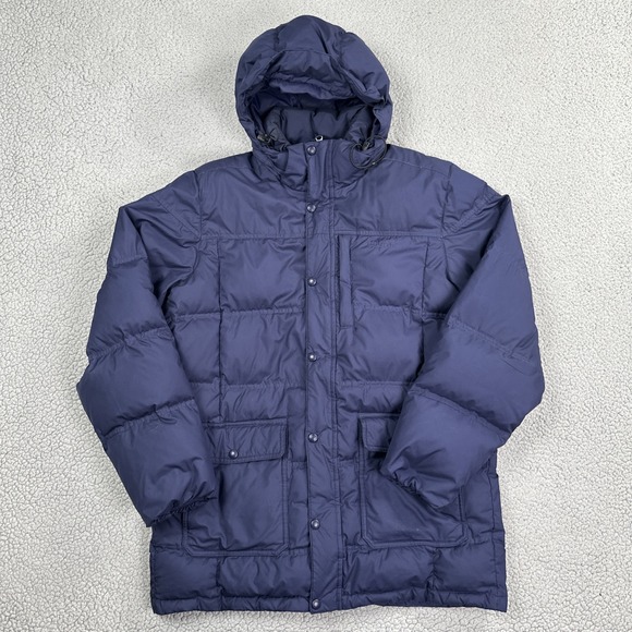 L.L. Bean Other - LL Bean Puffer Downtek Jacket Men Medium Reg Blue Removable Hood Pertex 295958
